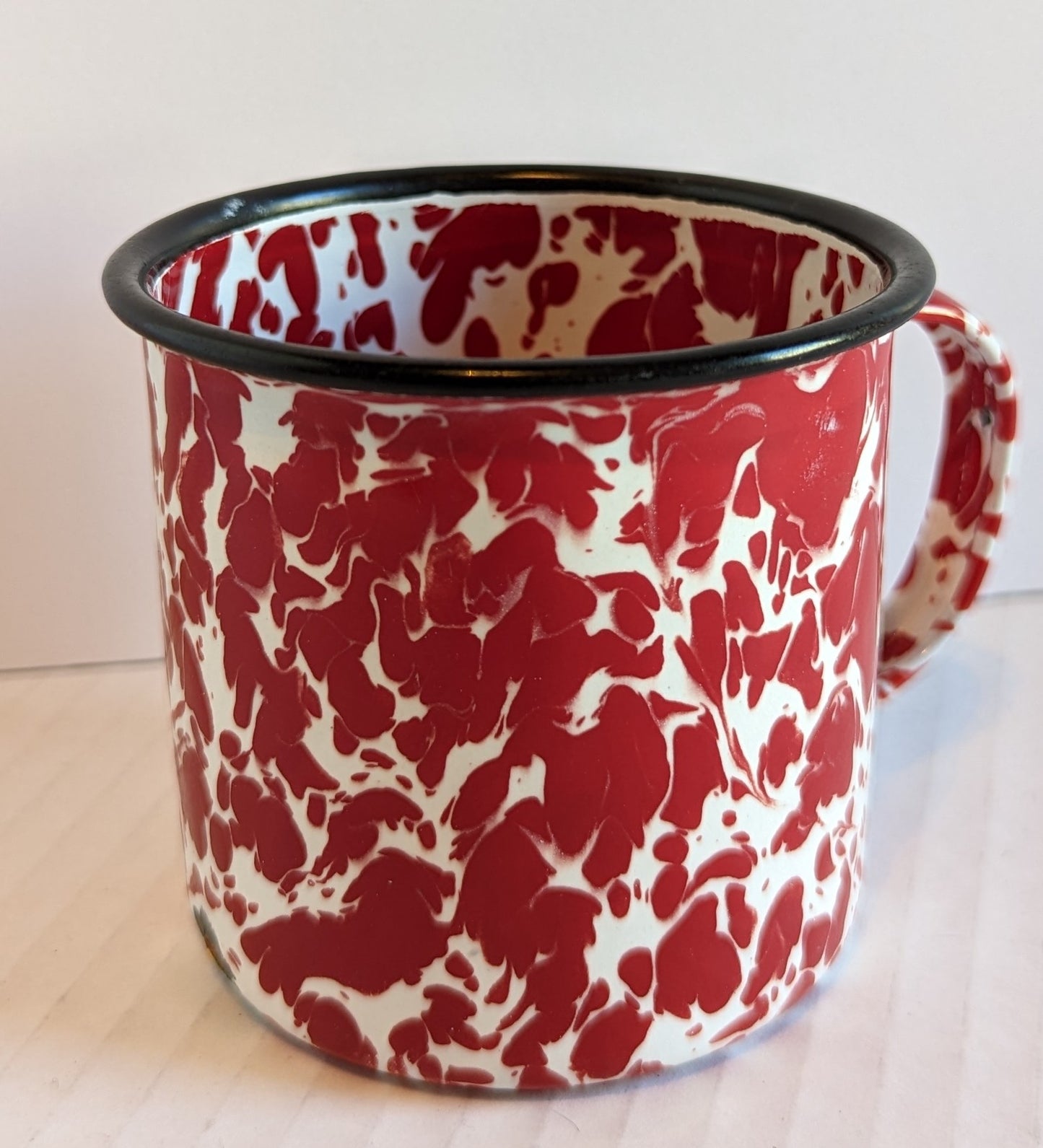 Splatter Red Enamelware Cup