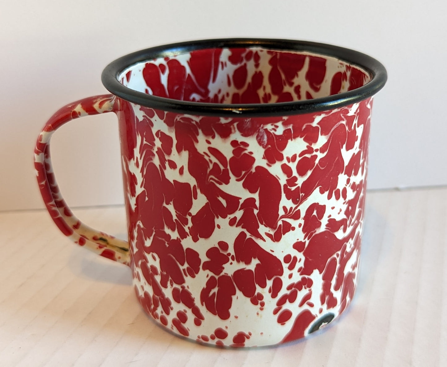 Splatter Red Enamelware Cup