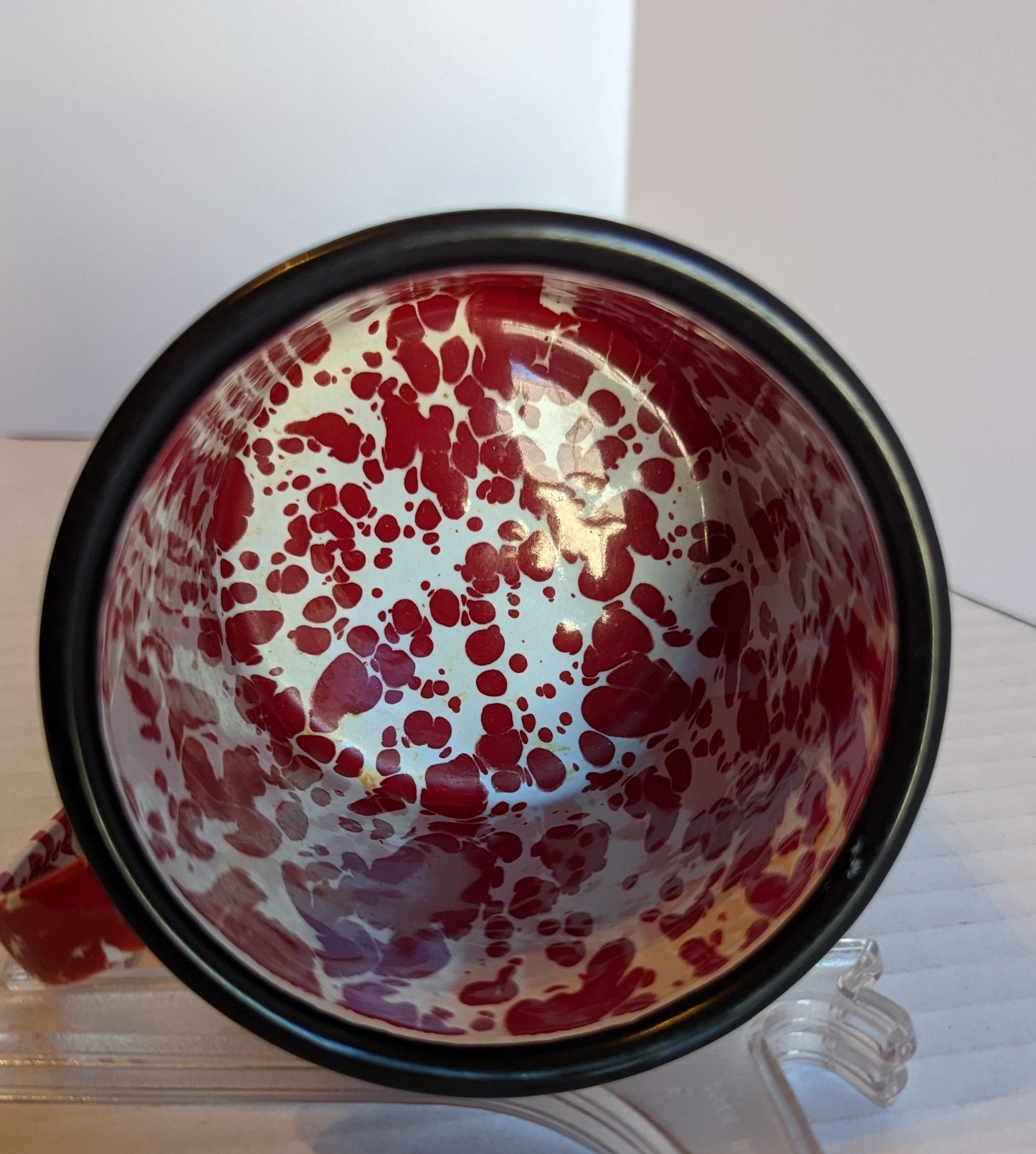 Splatter Red Enamelware Cup