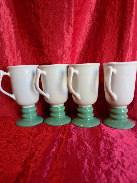 Hall Pottery, Pedestal Vintage Mugs (4)