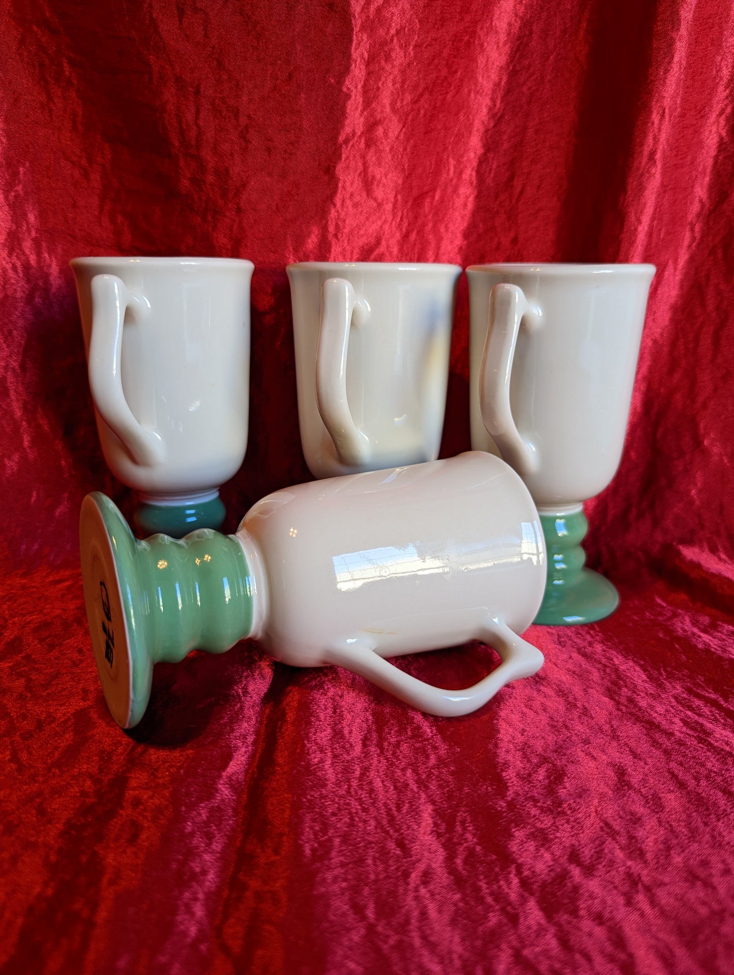 Hall Pottery, Pedestal Vintage Mugs (4)