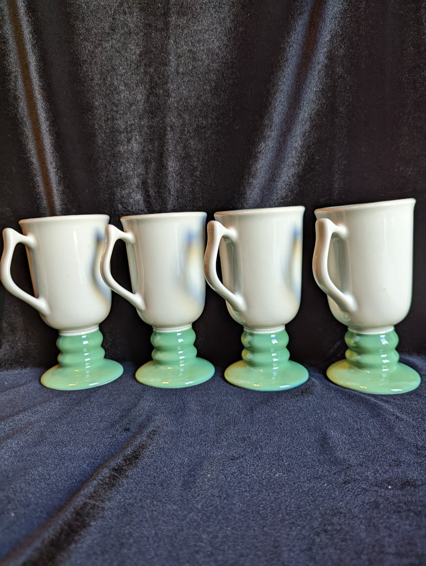 Hall Pottery, Pedestal Vintage Mugs (4)