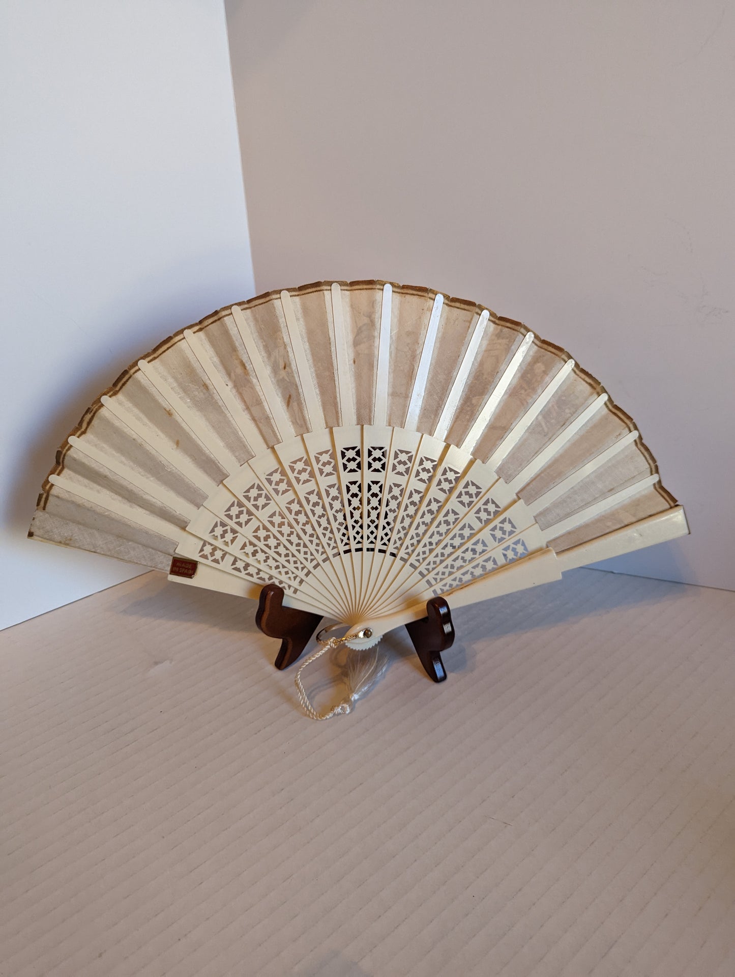 Victorian Scene on Vintage Fan