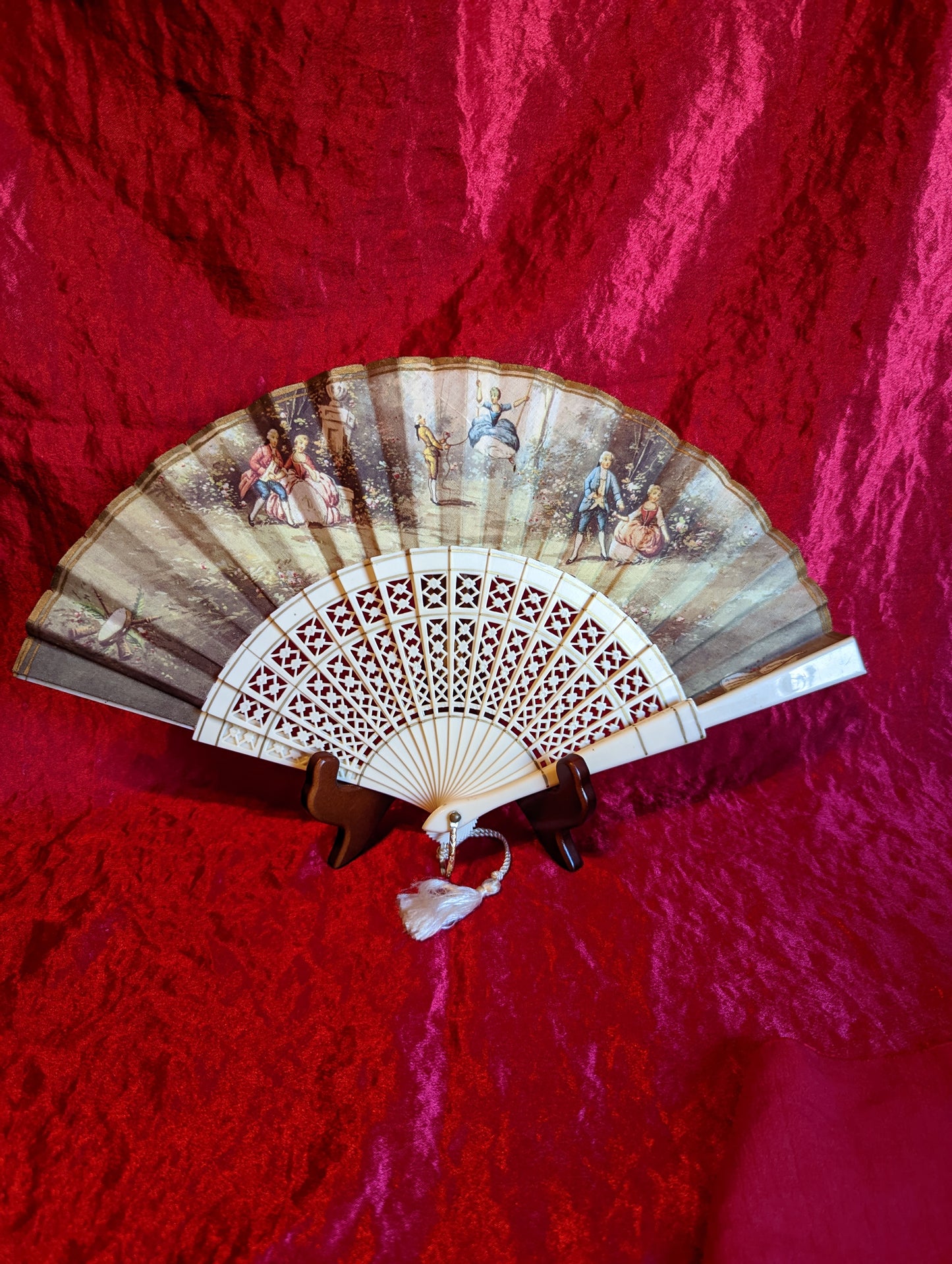 Victorian Scene on Vintage Fan