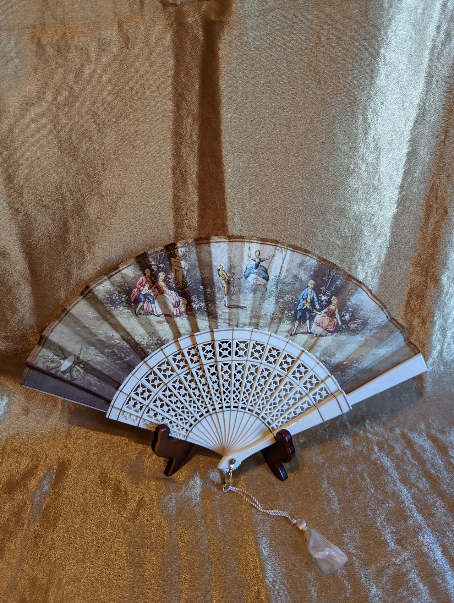 Victorian Scene on Vintage Fan