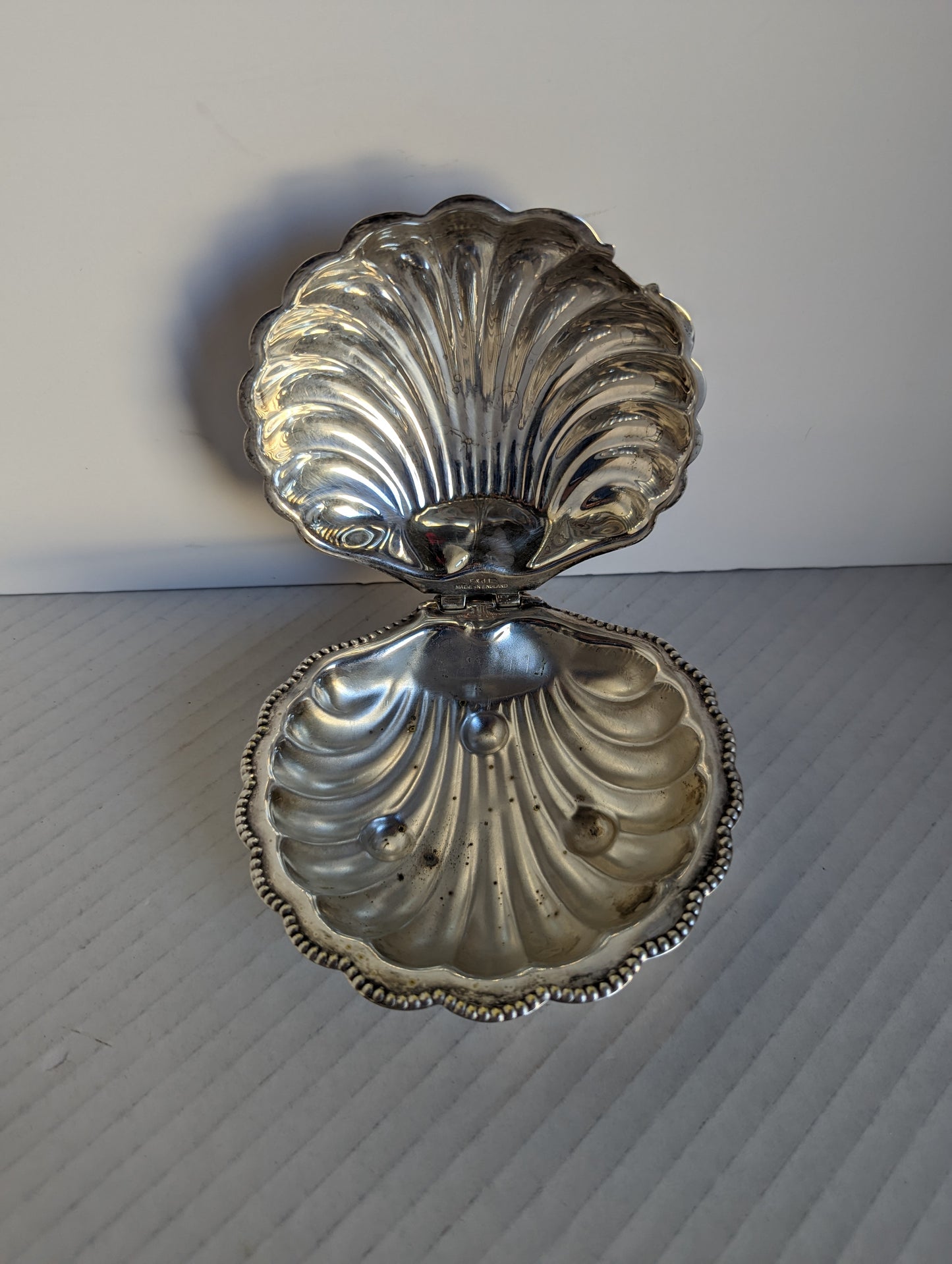 F & JL England Silverplated Antique Shell Dish