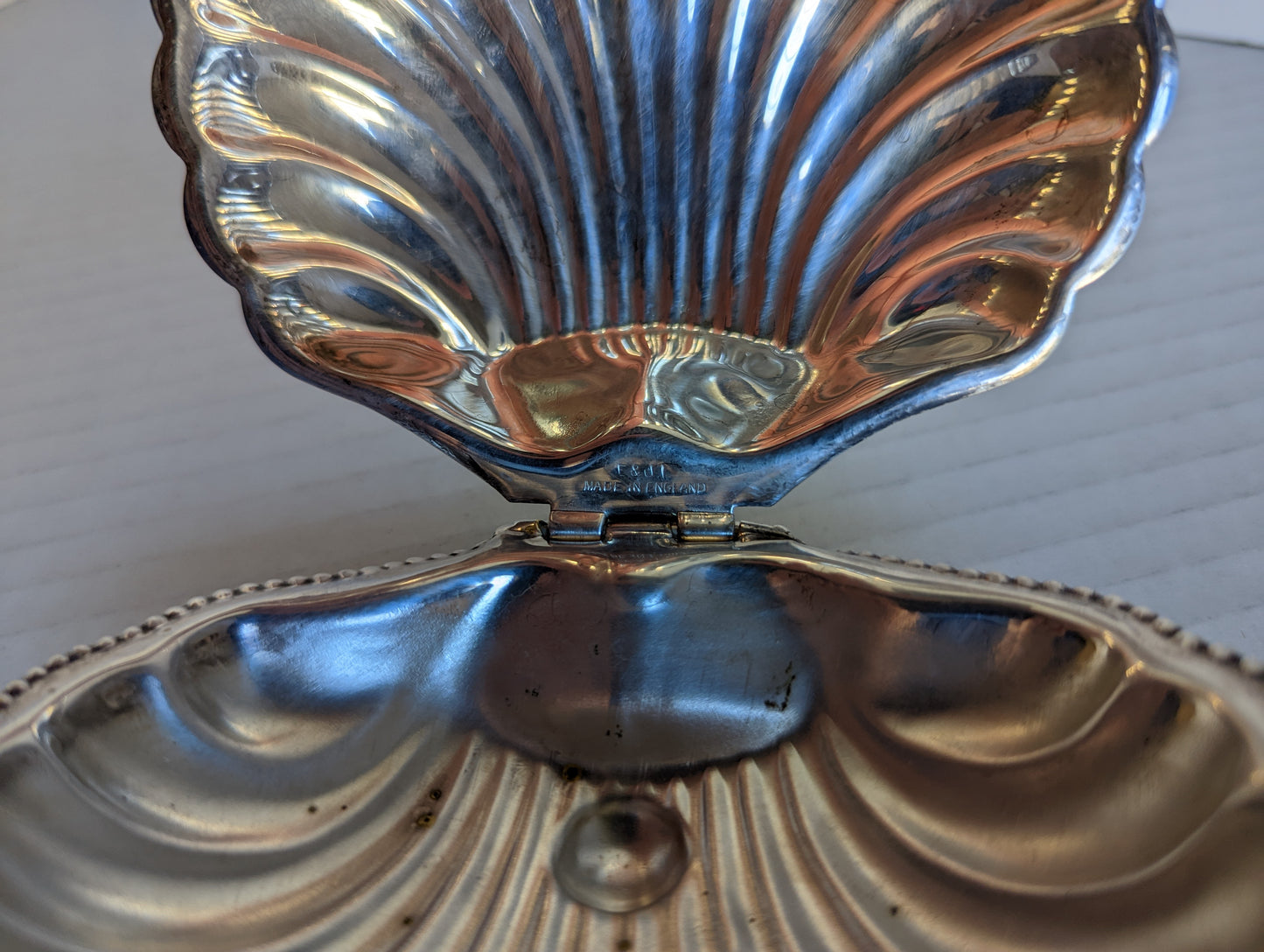 F & JL England Silverplated Antique Shell Dish