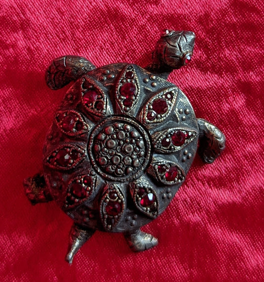 Turtle Rhinestone Vintage Brooch