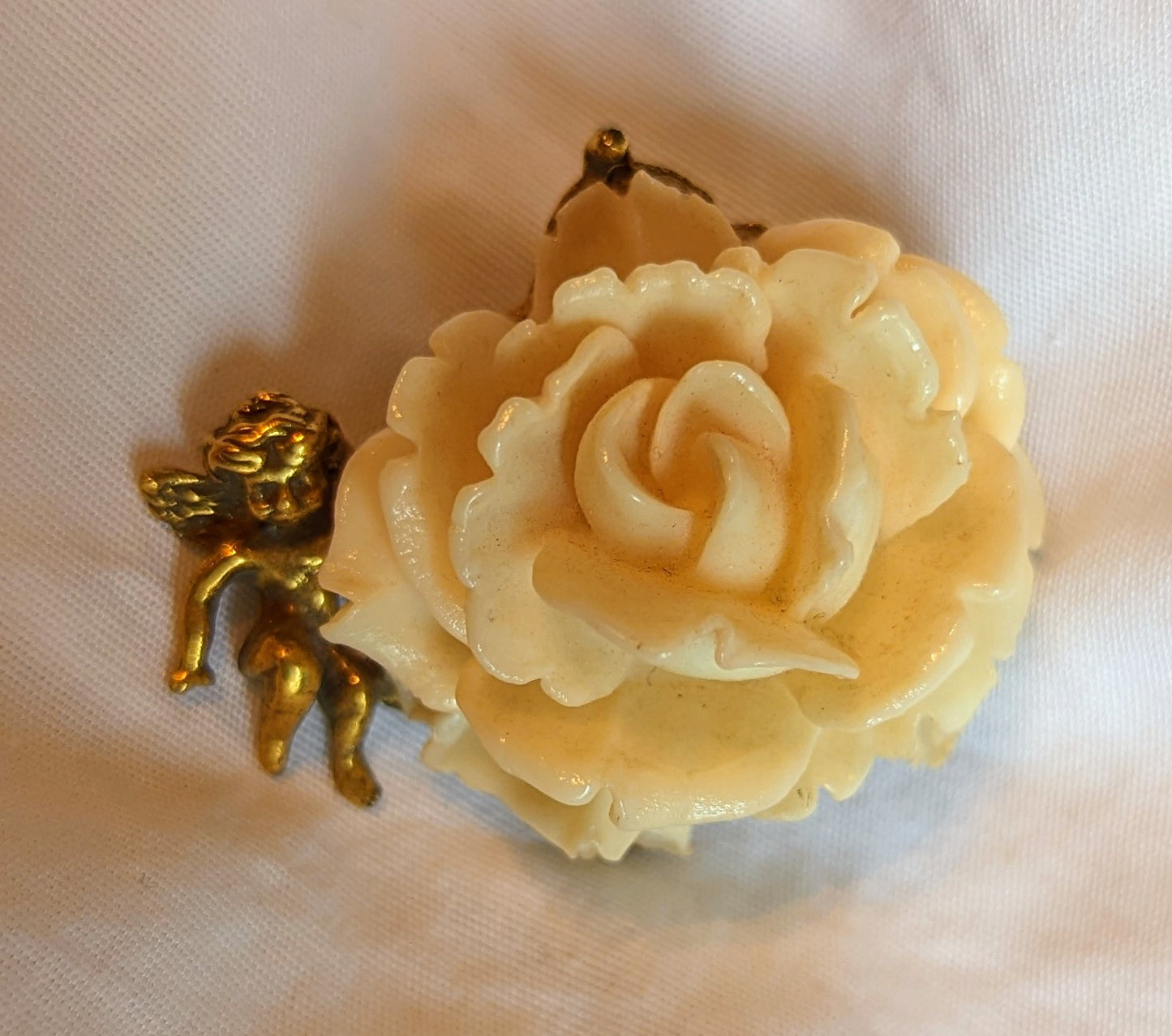 Putti and Rose Vintage Brooch