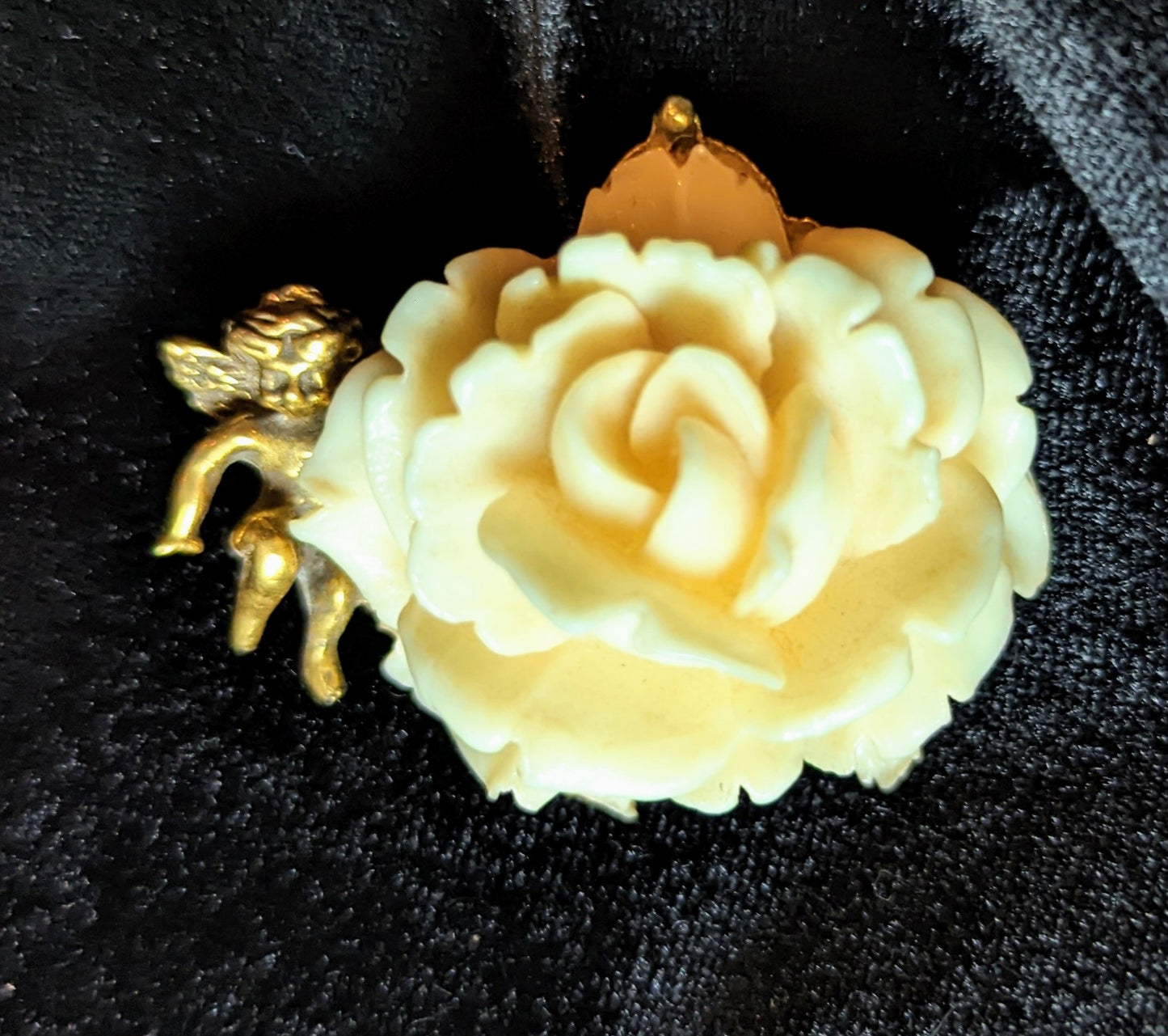 Putti and Rose Vintage Brooch