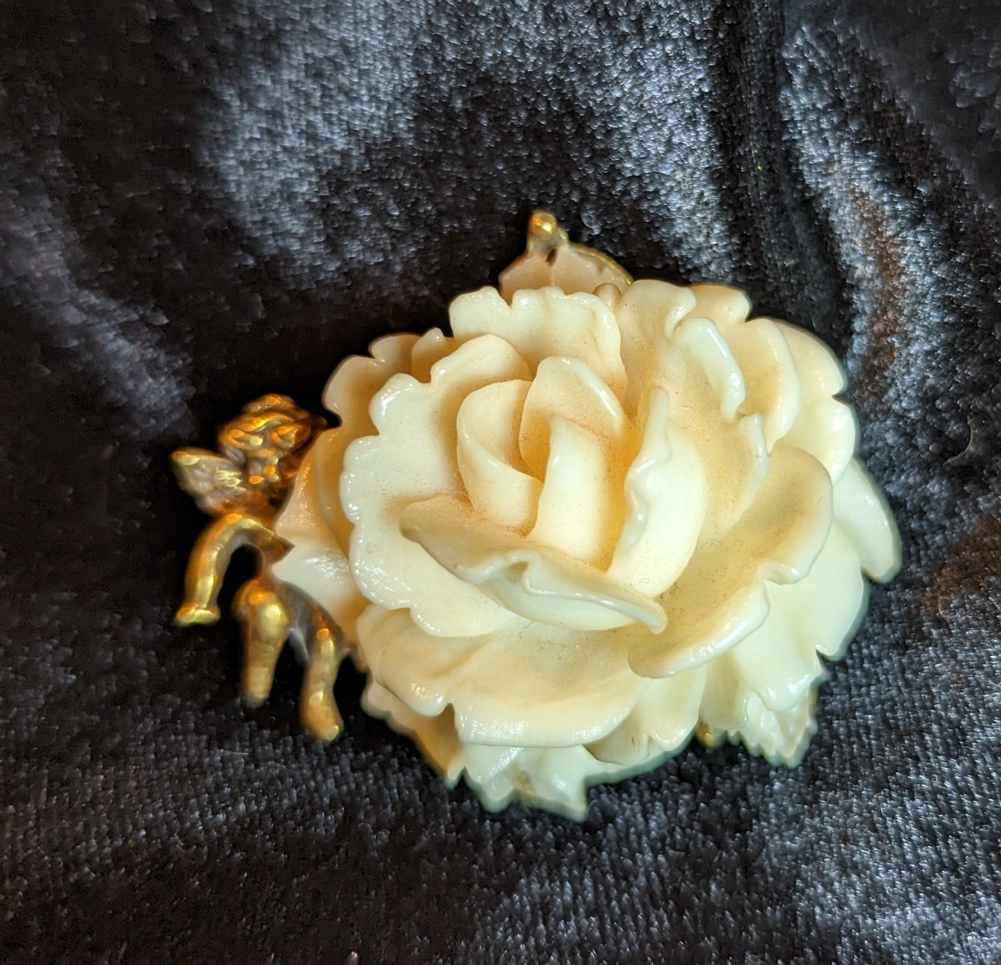 Putti and Rose Vintage Brooch