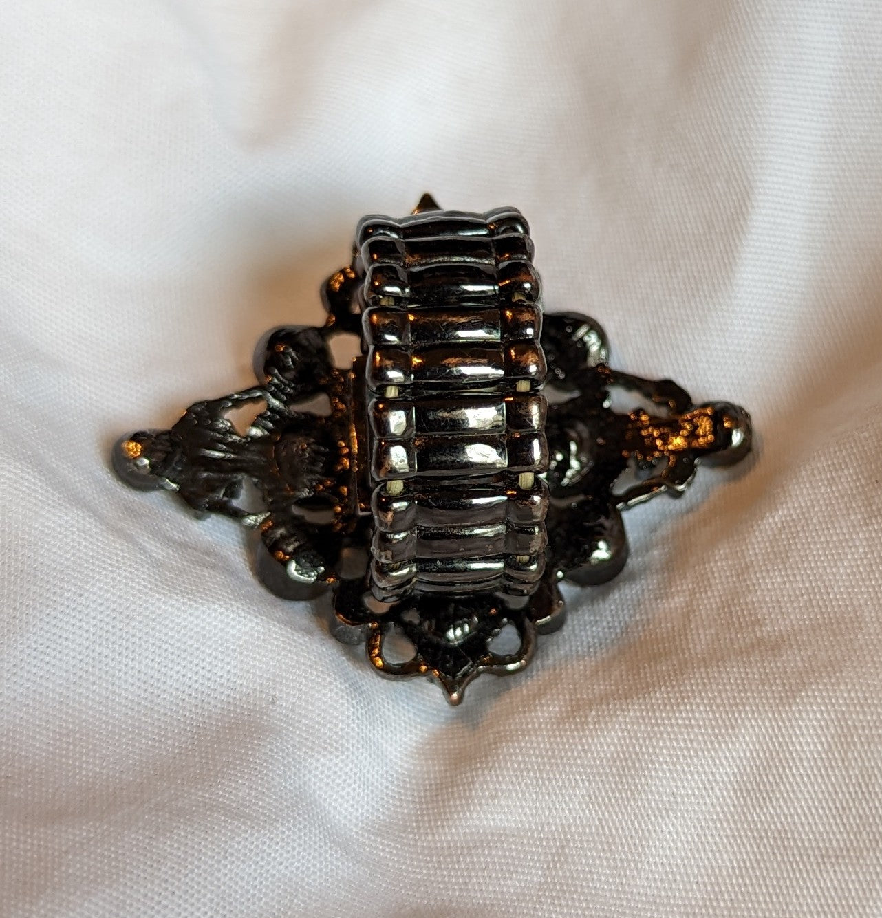 Marcasite Filigree and Rhinestone Ring