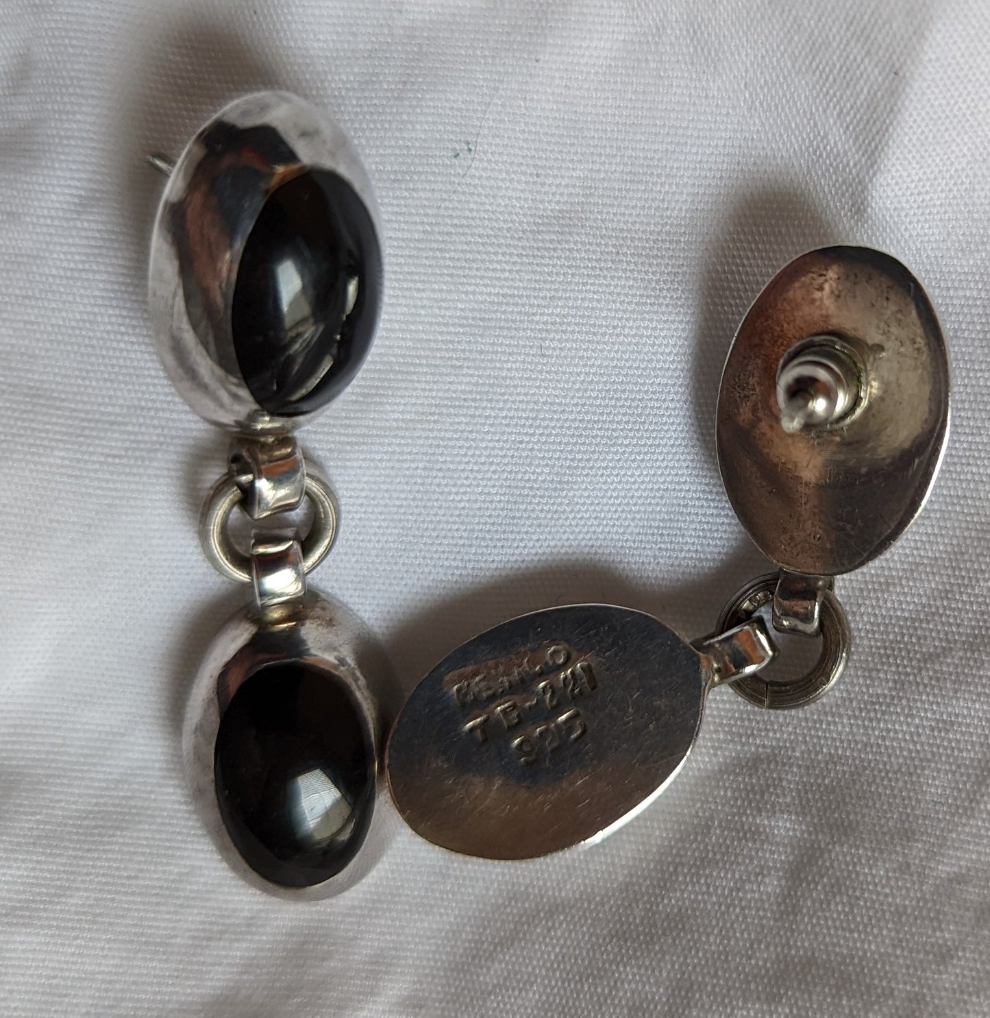 Sterling Silver and Black Onyx Vintage Earrings