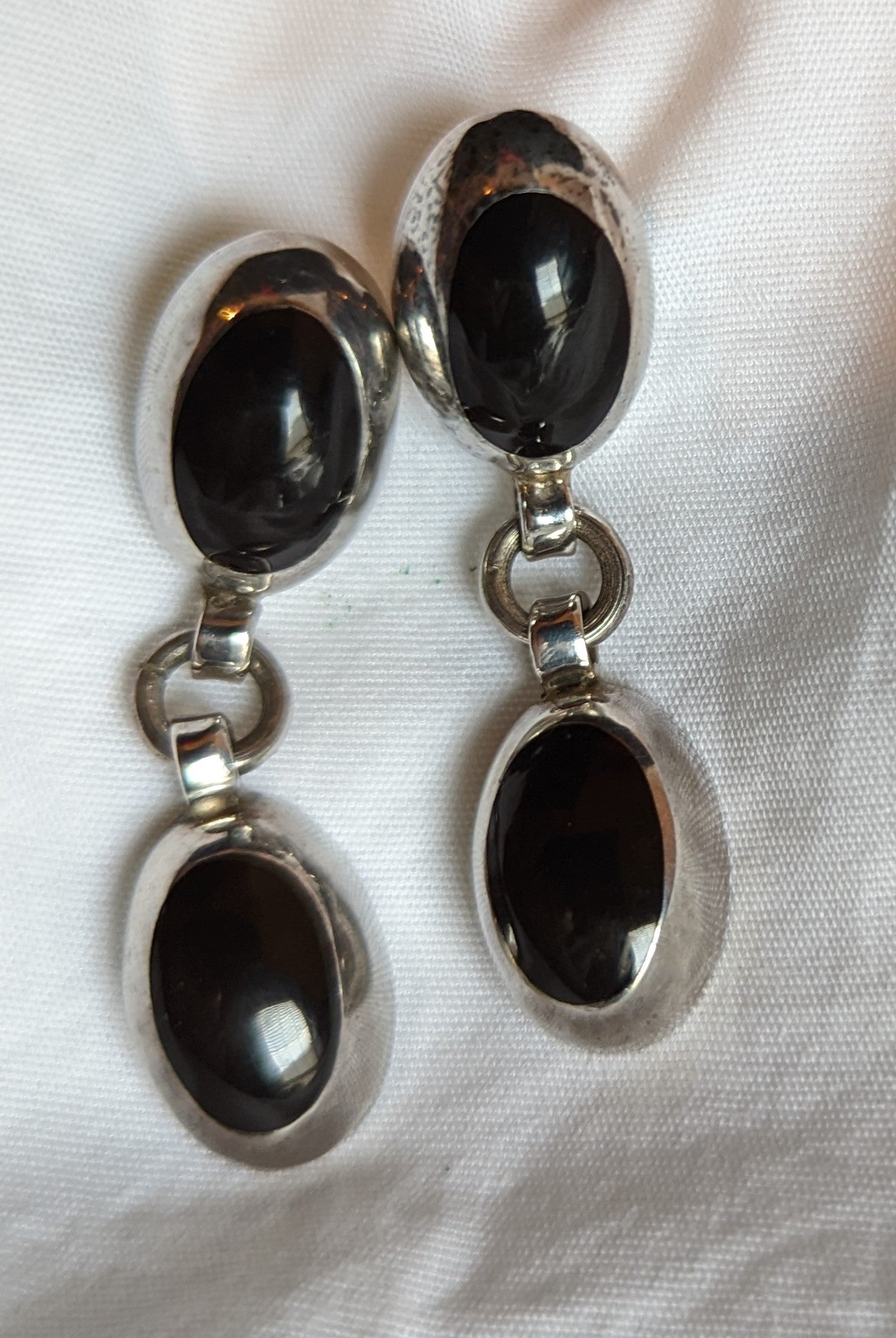 Sterling Silver and Black Onyx Vintage Earrings