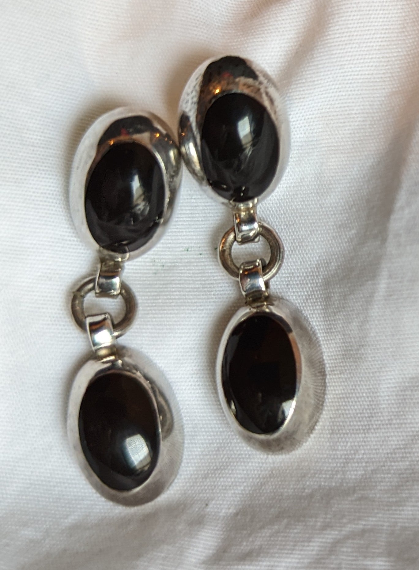 Sterling Silver and Black Onyx Vintage Earrings