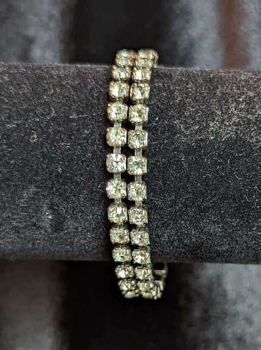 Coro, Double Strand Vintage Rhinestone Tennis Bracelet