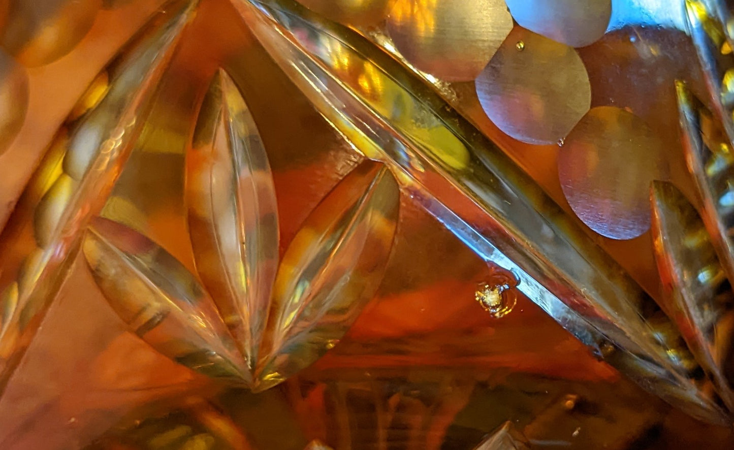 Vintage Crystal Amber Cut to Clear Decanter