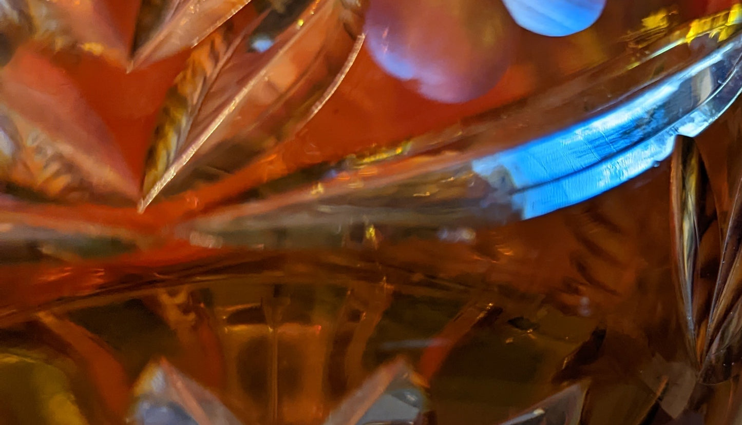 Vintage Crystal Amber Cut to Clear Decanter