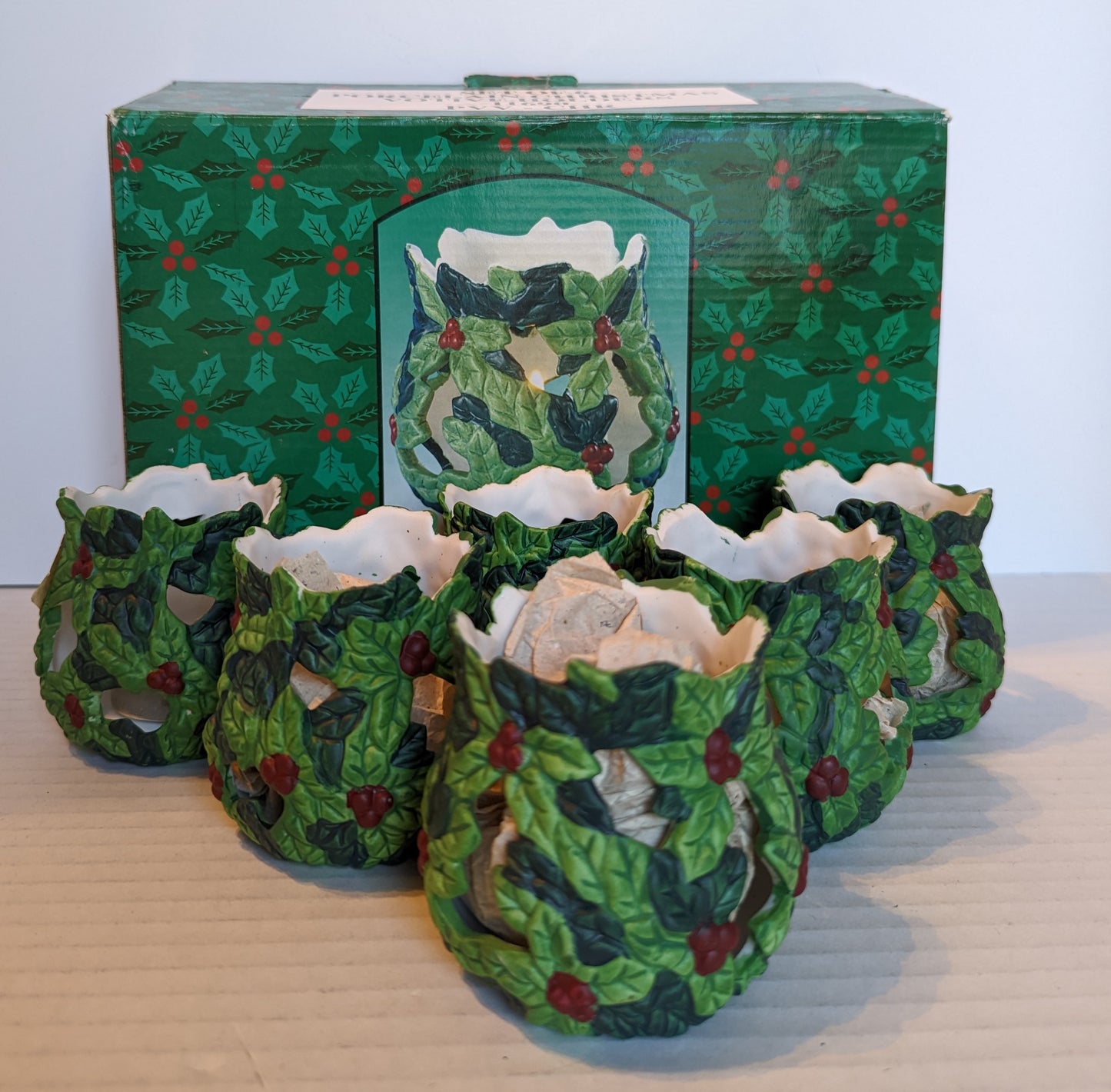 Vintage Porcelain Christmas Votive Holders