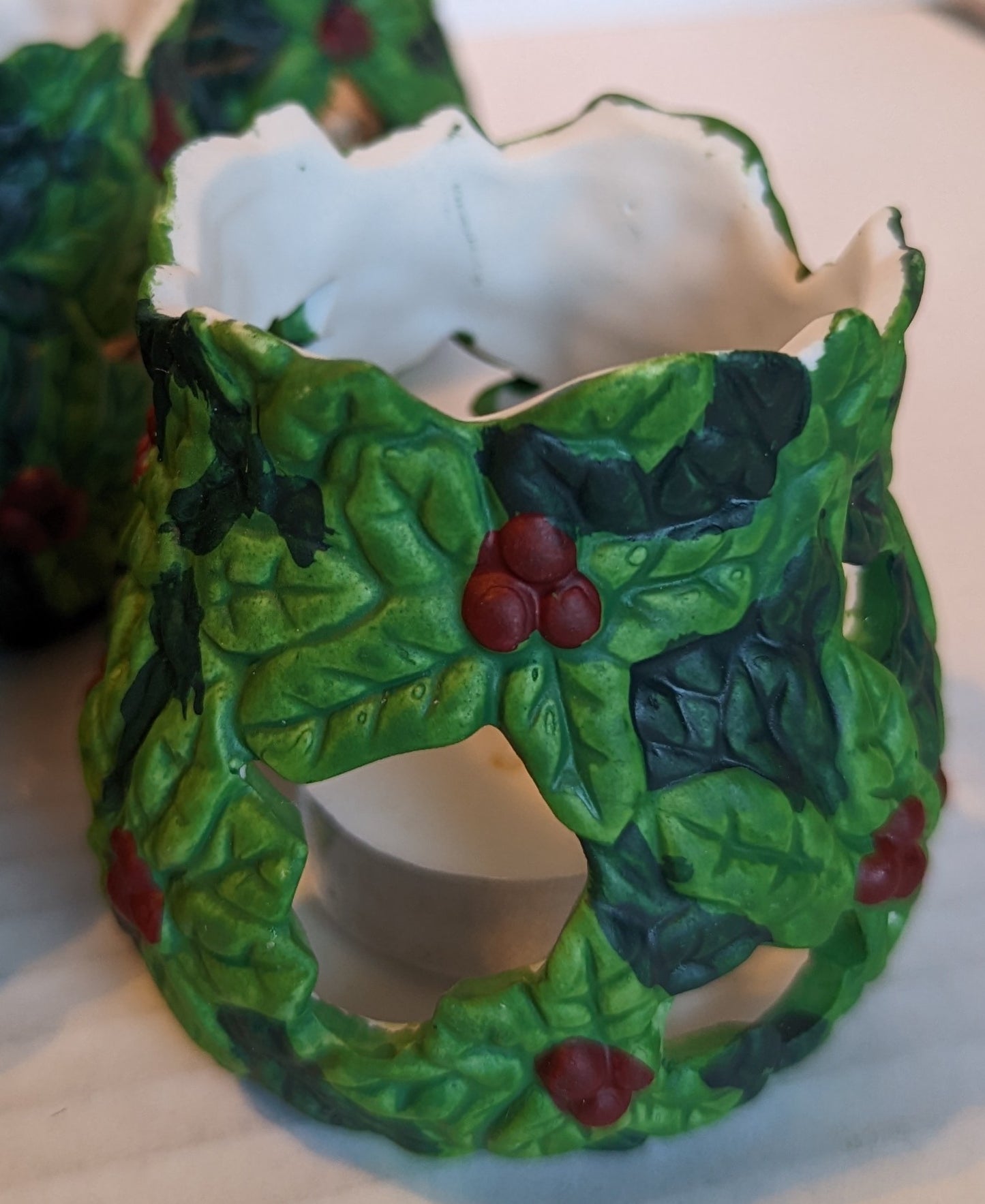 Vintage Porcelain Christmas Votive Holders