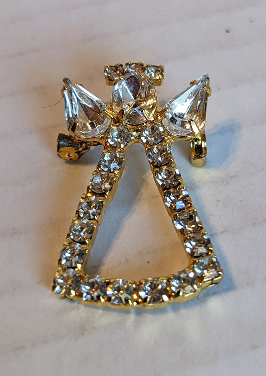 Angel Rhinestone Brooch Vintage