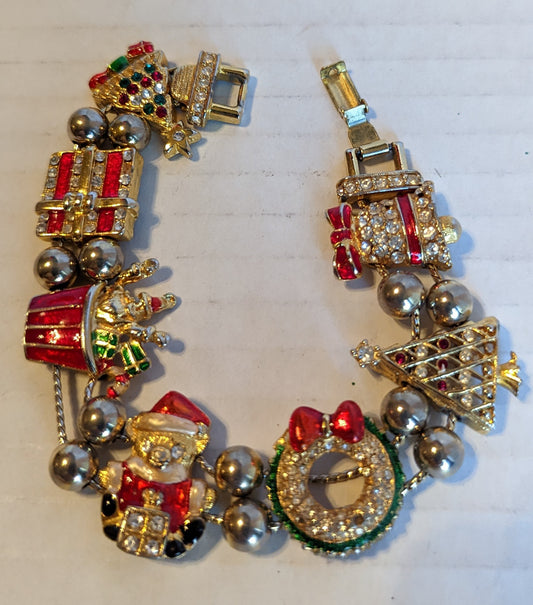 Vintage Christmas Slide Charm Bracelet