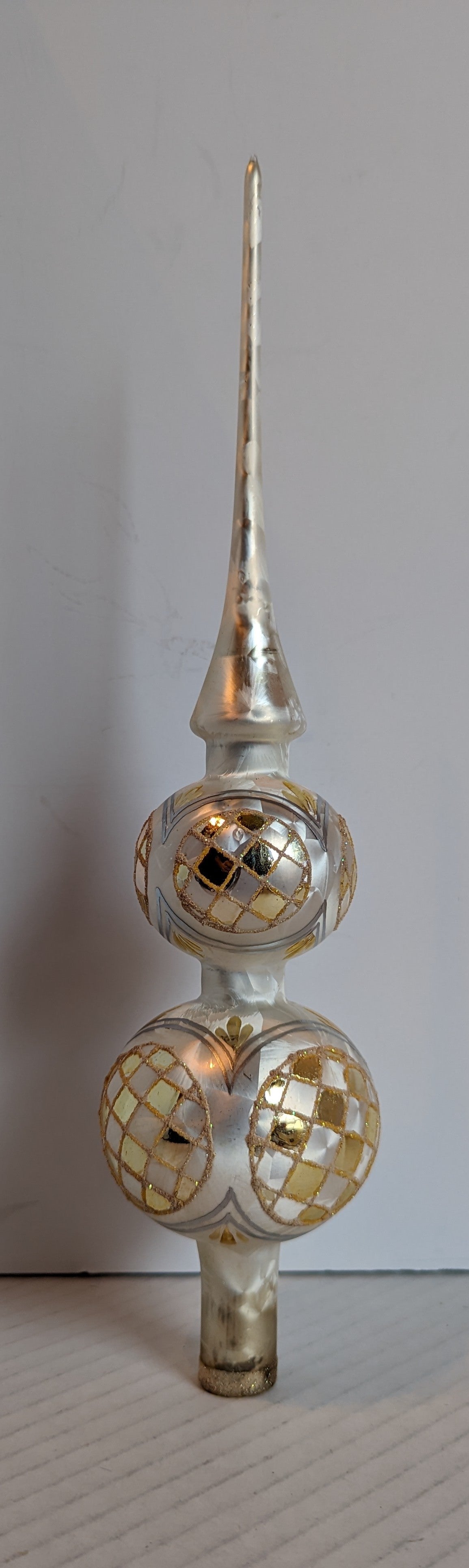 Vintage Glass Angel Hair Wrapped Finial Tree Topper