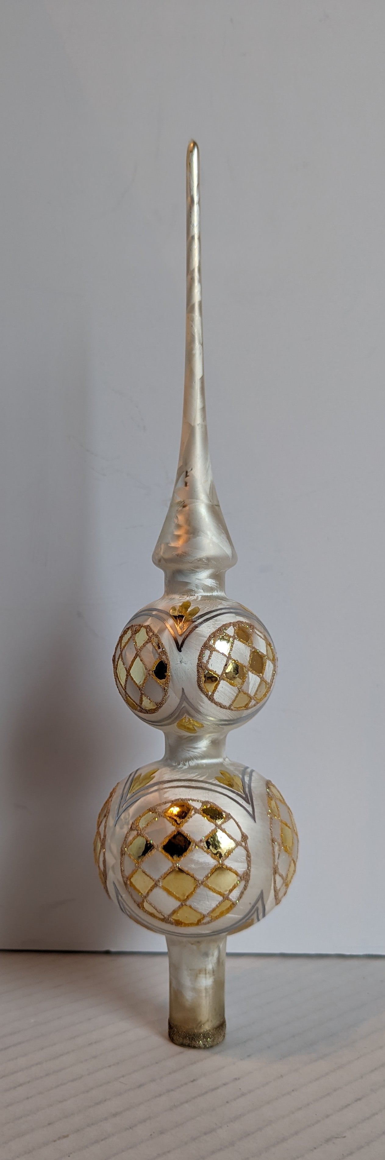 Vintage Glass Angel Hair Wrapped Finial Tree Topper