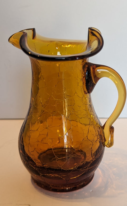 Vintage Amber Crackle Creamer